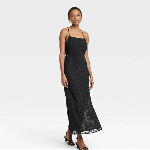 chinese dress ladies Pearl Noir Jacquard Satin Maxi Dress Small